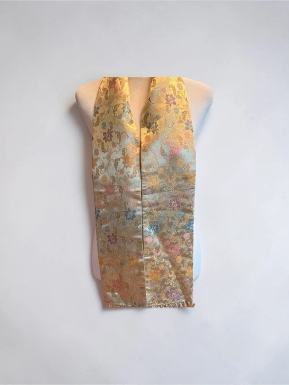 Floral Brocade Scarf Tassel Fringe Silk Style Asian Jacquard Wrap